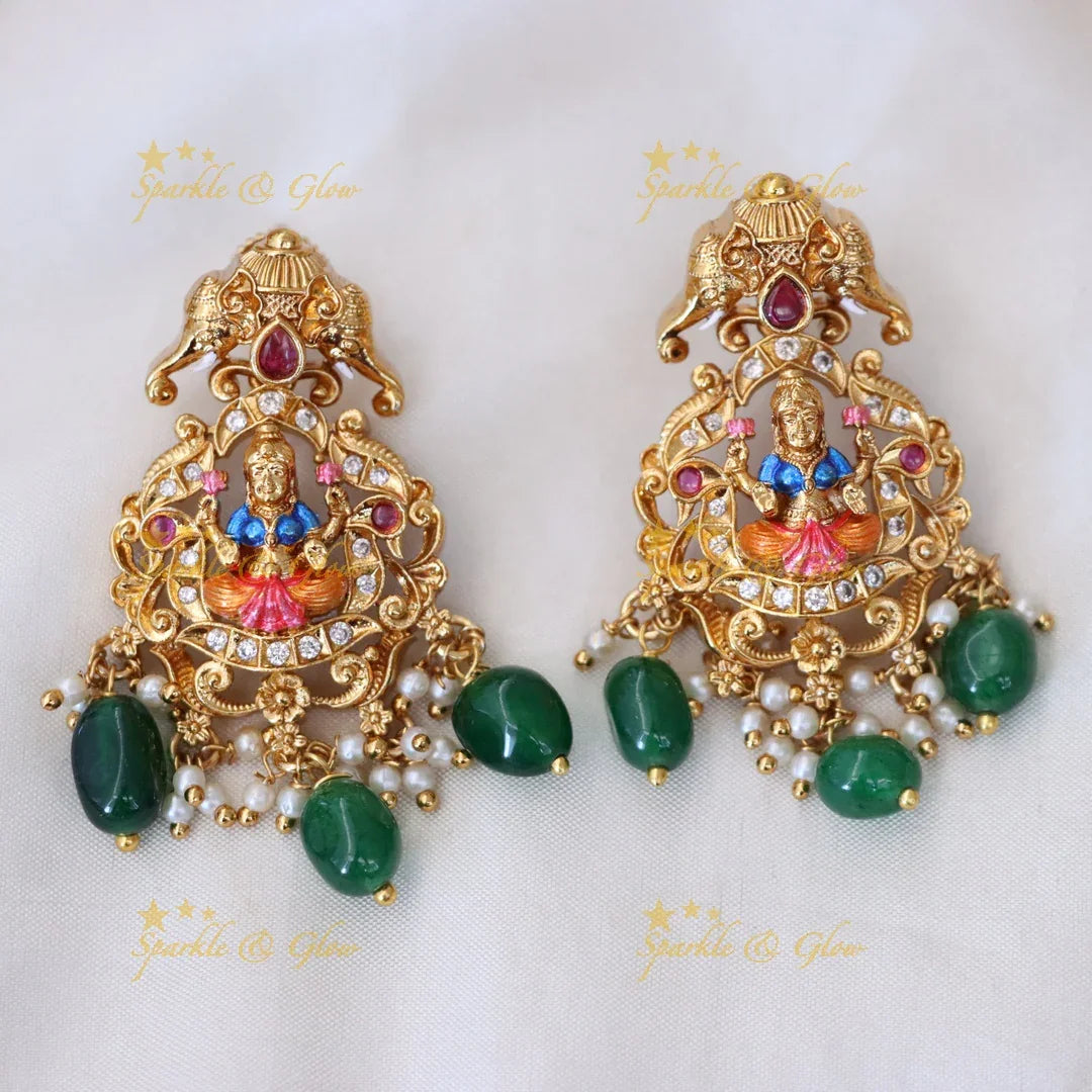 Exquisite Lakshmi Temple Gold Necklace Set