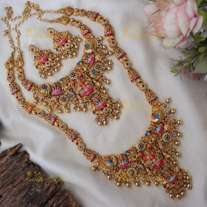 Exquisite Peacock Lakshmi Bridal Set - Sparkle & Glow