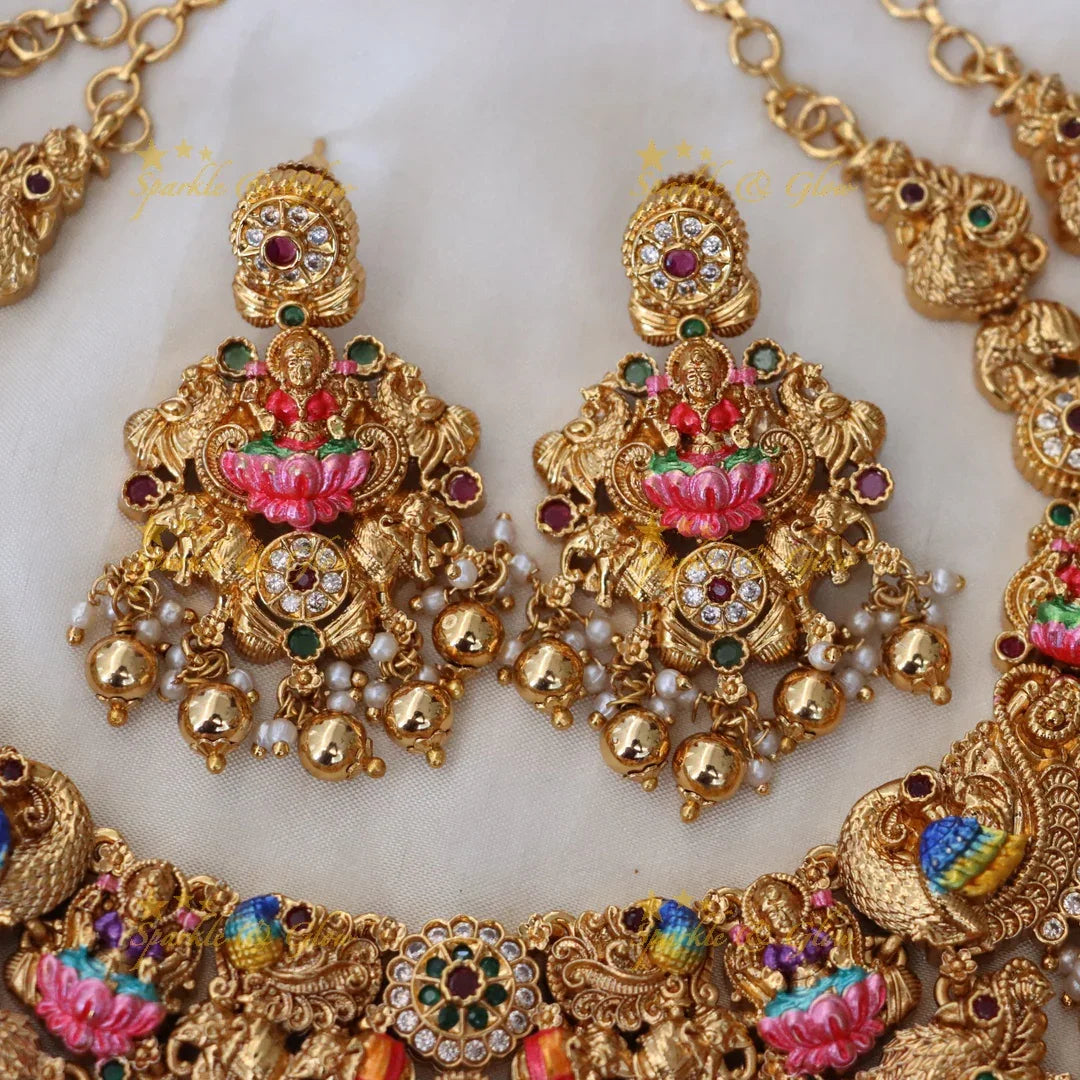 Exquisite Peacock Lakshmi Bridal Set - Sparkle & Glow