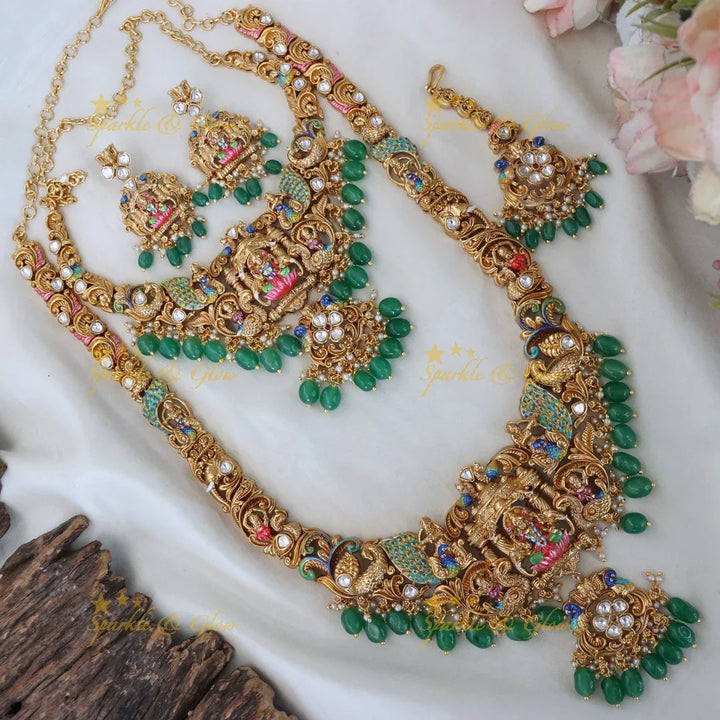 Exquisite Lakshmi Peacock Bridal Necklace Set