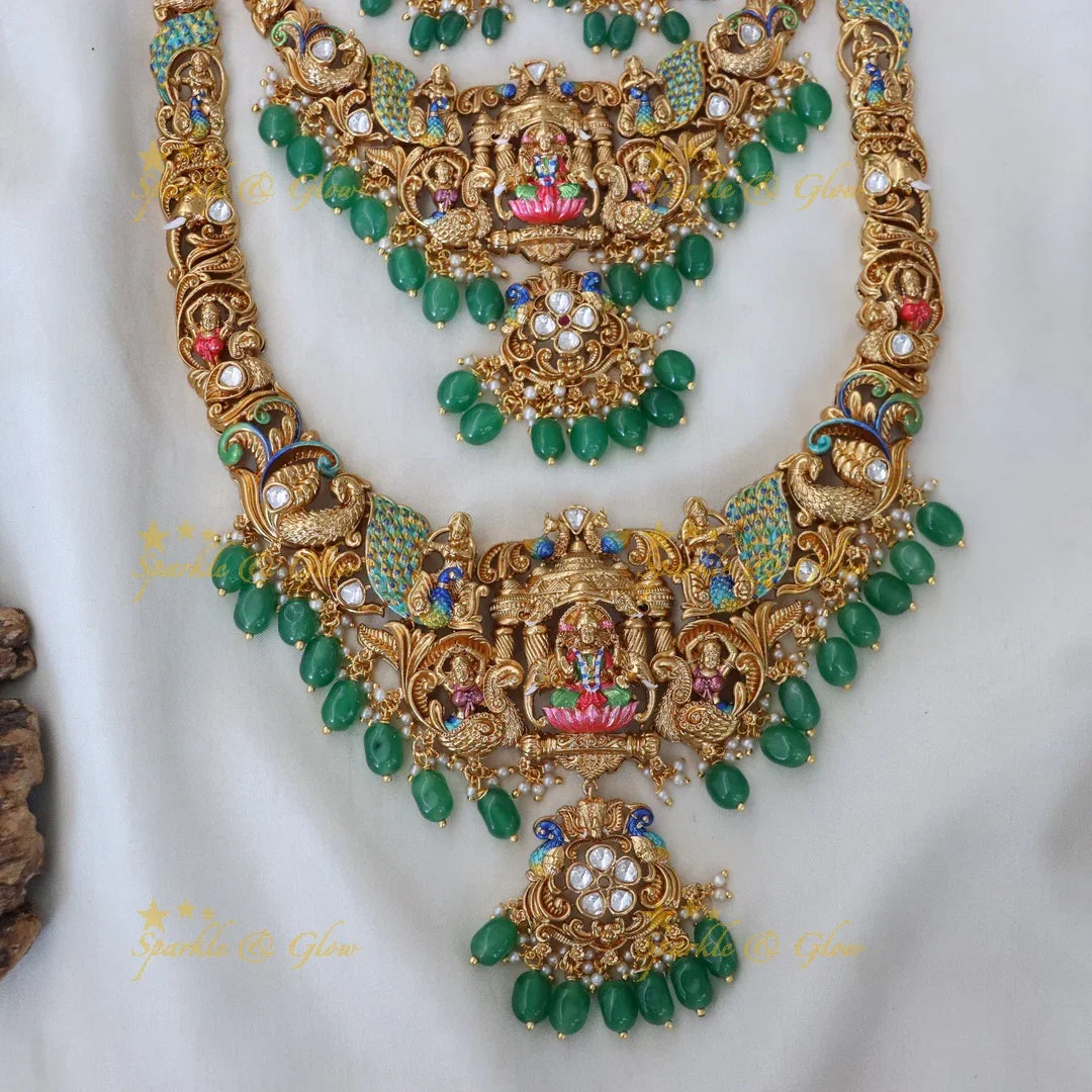 Exquisite Lakshmi Peacock Bridal Necklace Set