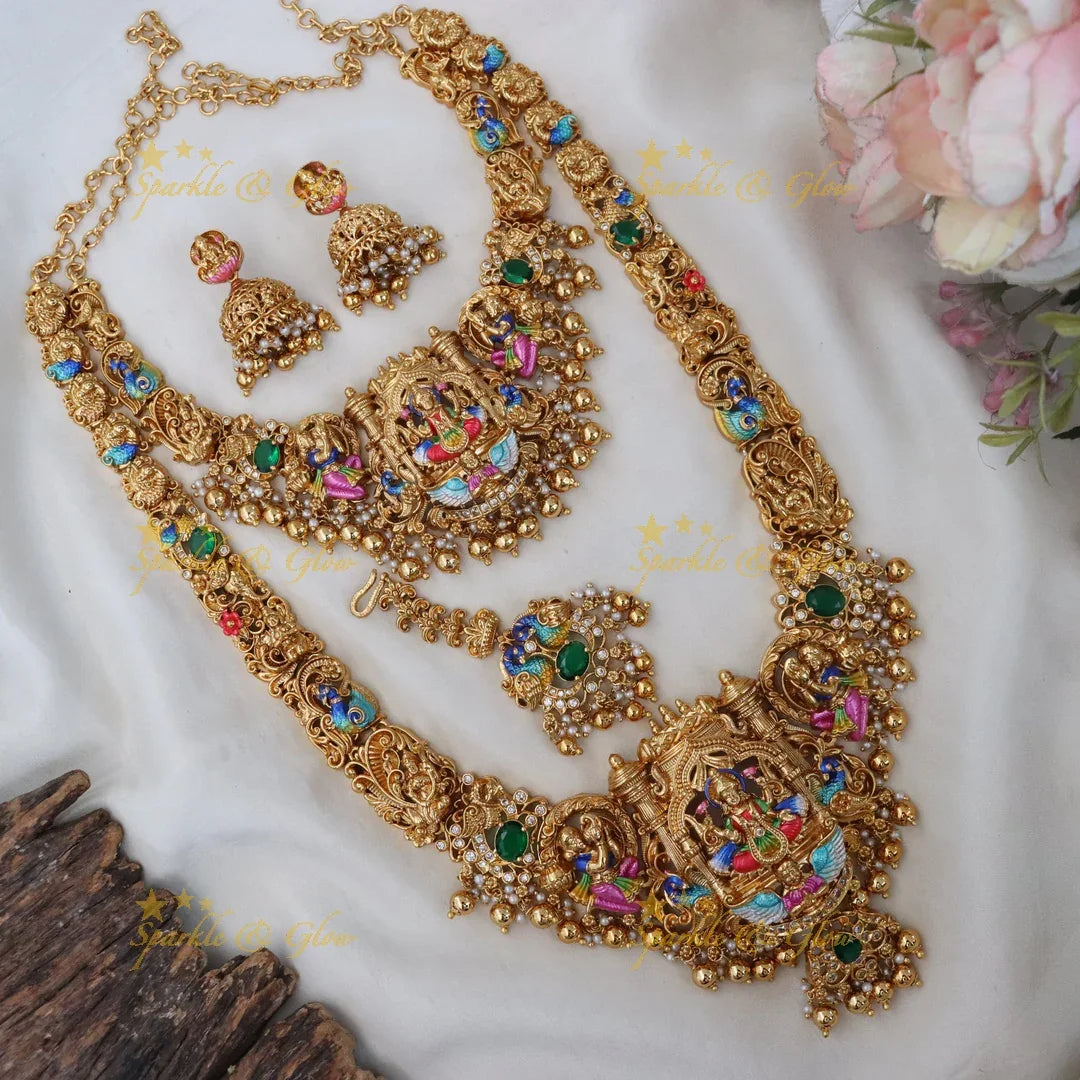 Exquisite Temple Bridal Necklace with Lakshmi Design