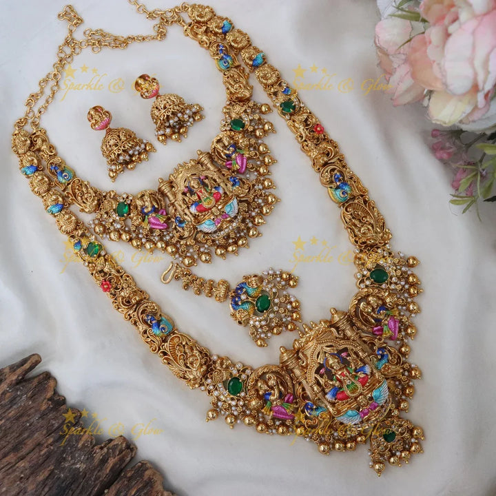 Exquisite Temple Bridal Necklace with Lakshmi Design