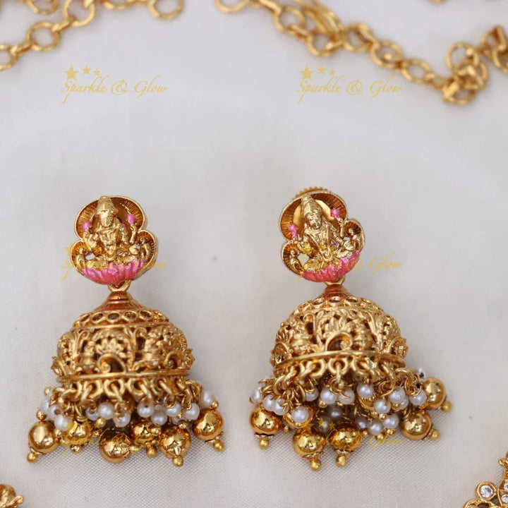 Exquisite Temple Bridal Necklace with Lakshmi Design