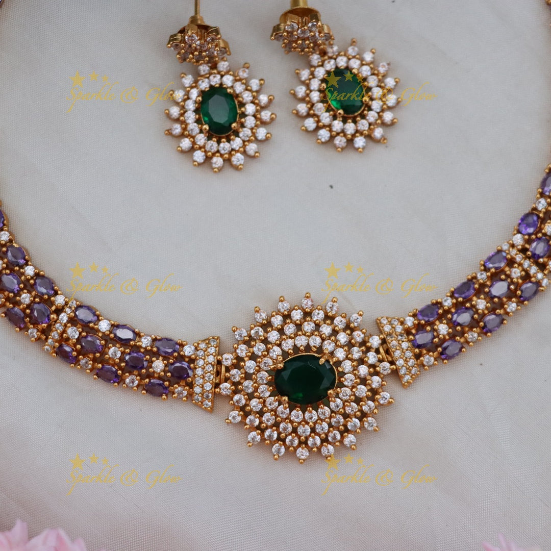 Exquisite Gold-Alike Wedding Choker Necklace Set Online