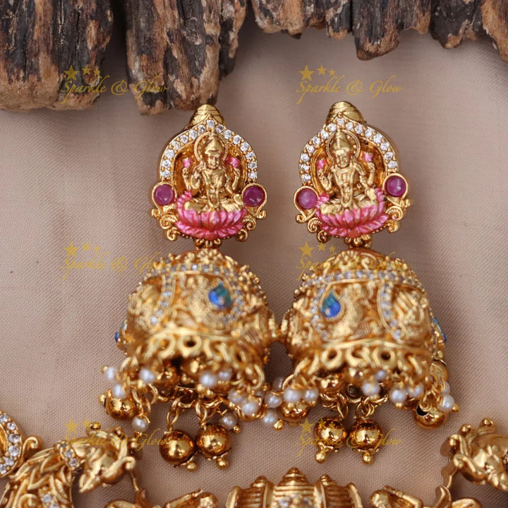 Divine Lakshmi Temple Necklace Set for Festive Glamour