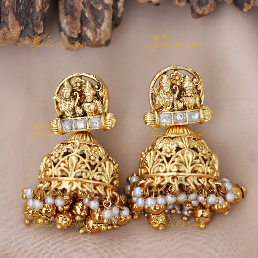 Exquisite Gold Ram Sita Temple Necklace for Weddings