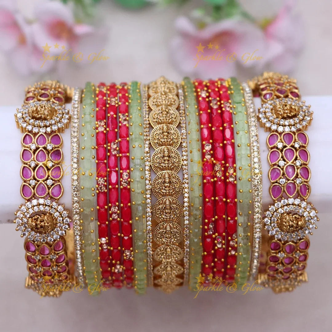 Majestic Lakshmi Coin Bridal Bangles Set