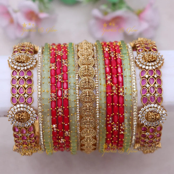 Majestic Lakshmi Coin Bridal Bangles Set