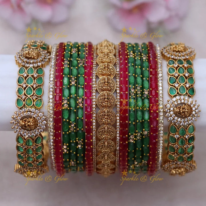 Majestic Lakshmi Coin Bridal Bangles Set