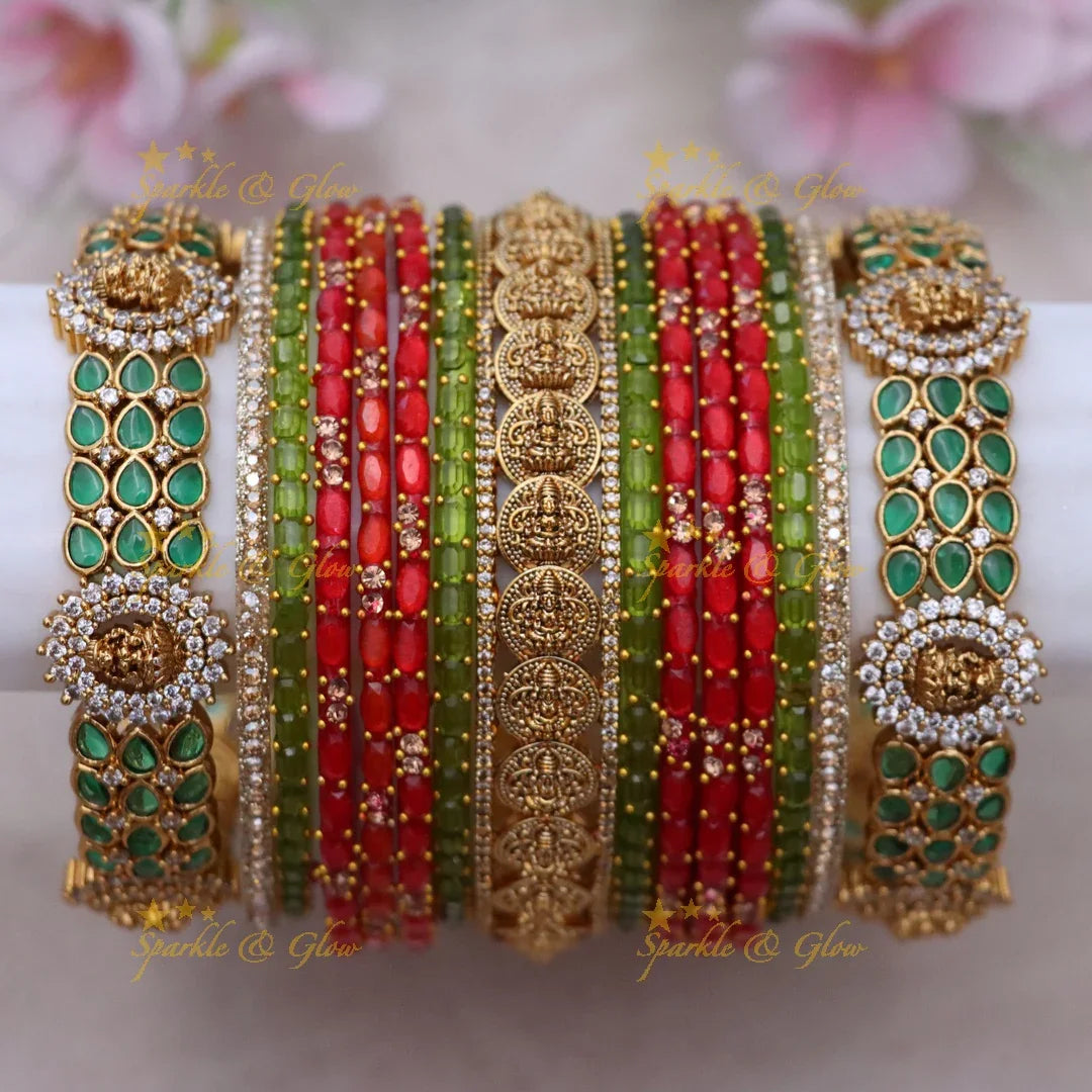 Majestic Lakshmi Coin Bridal Bangles Set