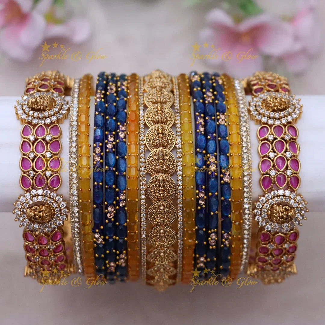 Majestic Lakshmi Coin Bridal Bangles Set