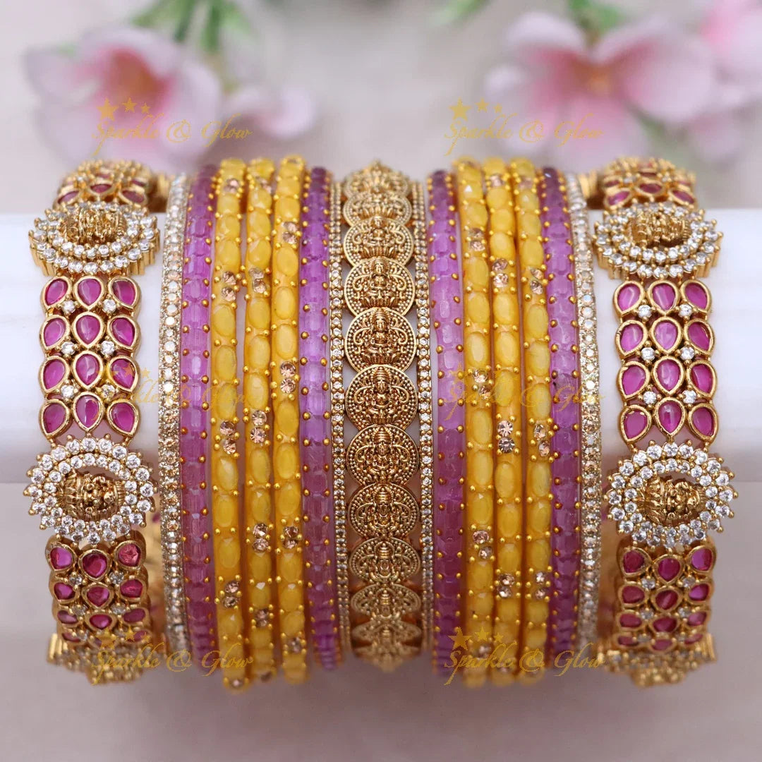 Majestic Lakshmi Coin Bridal Bangles Set