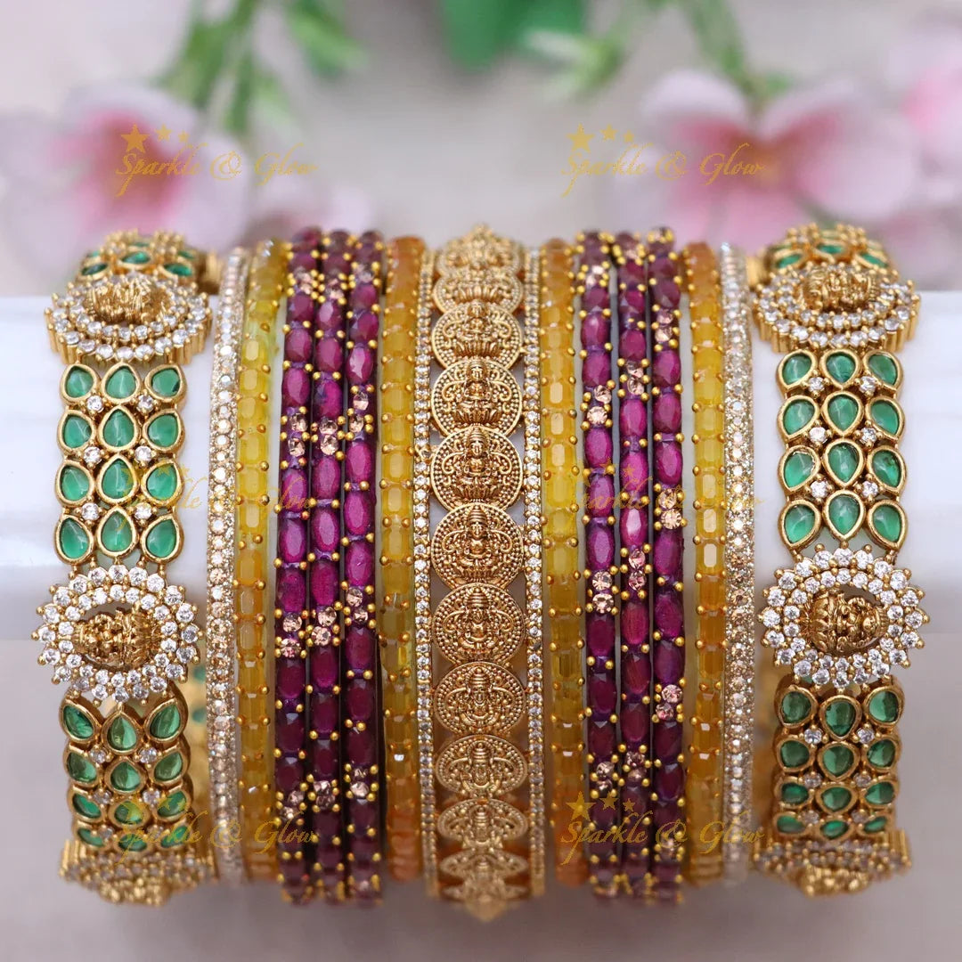 Majestic Lakshmi Coin Bridal Bangles Set