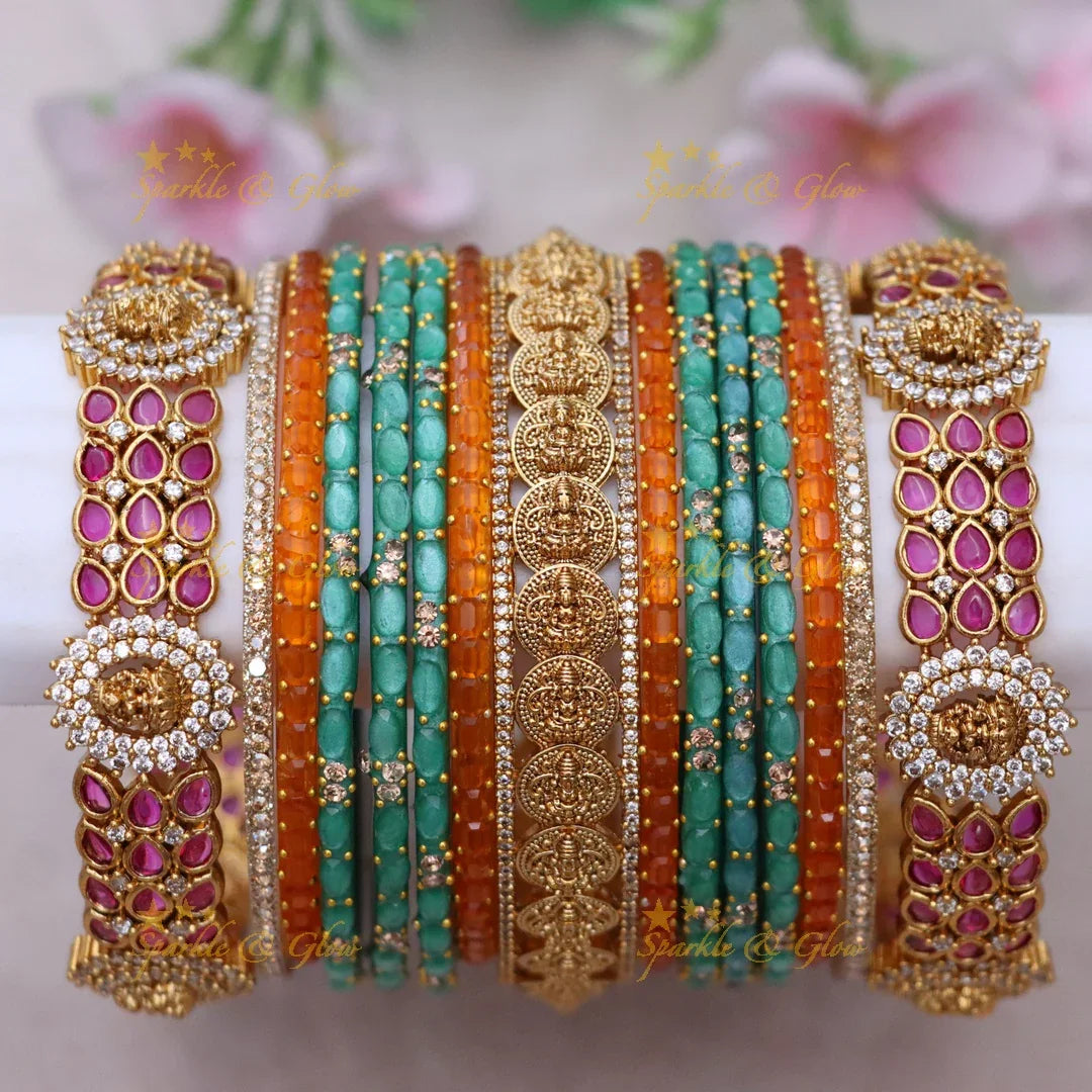 Majestic Lakshmi Coin Bridal Bangles Set