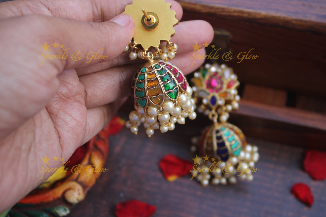 Real Jadau Kundan Lotus Jhumukas