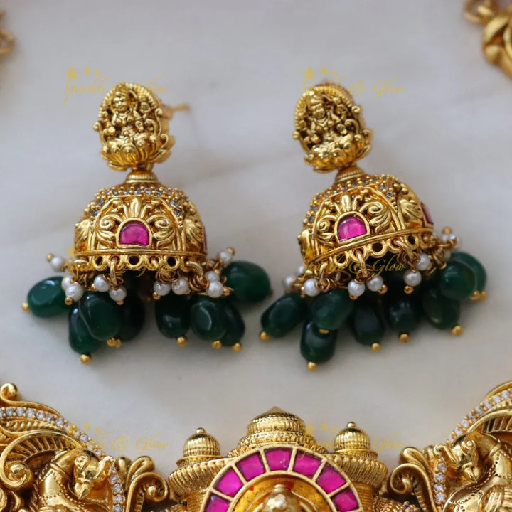 Exquisite Temple Necklace Set - Festive Elegance