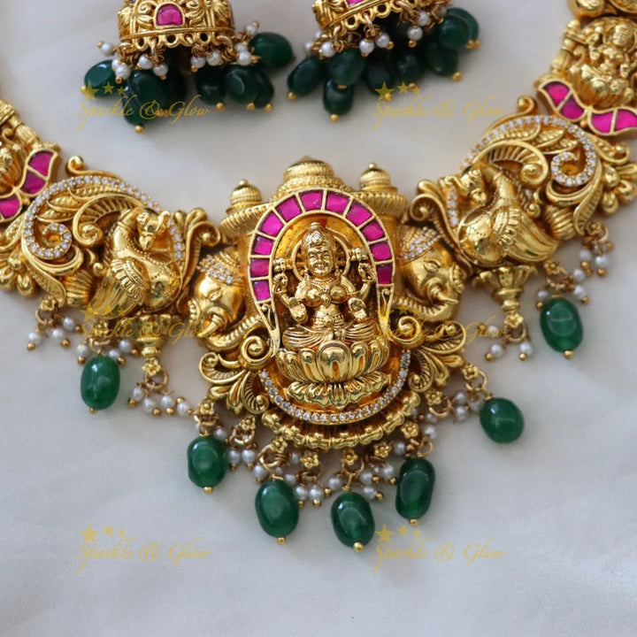 Exquisite Temple Necklace Set - Festive Elegance