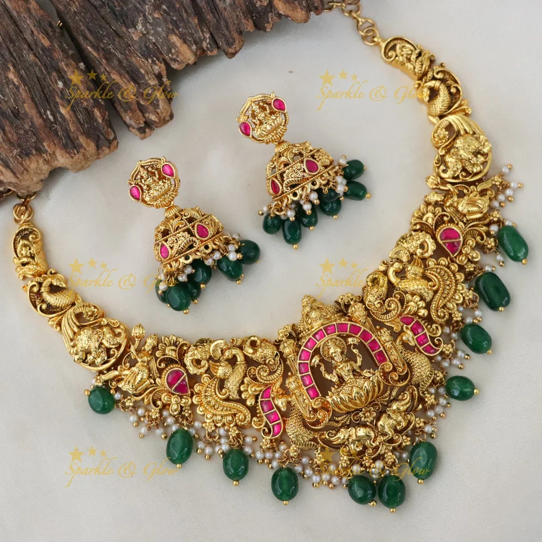 Exquisite Lakshmi Temple Jewelry Set | Indian Imitation Jewelry