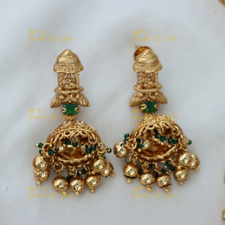 Exquisite Peacock Temple Design Long Necklace Set
