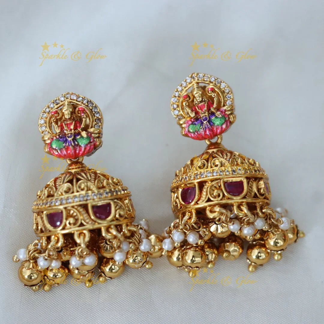 Exquisite Lakshmi Temple Necklace Set for Weddings