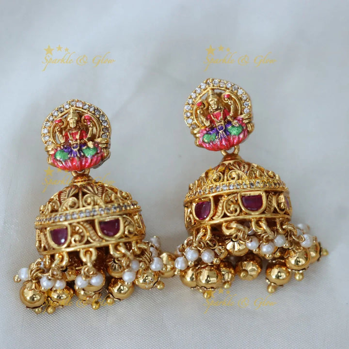 Exquisite Lakshmi Temple Necklace Set for Weddings