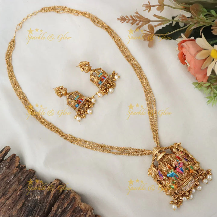 Exquisite Lord Ram Sita Temple Jewellery Pendant Set