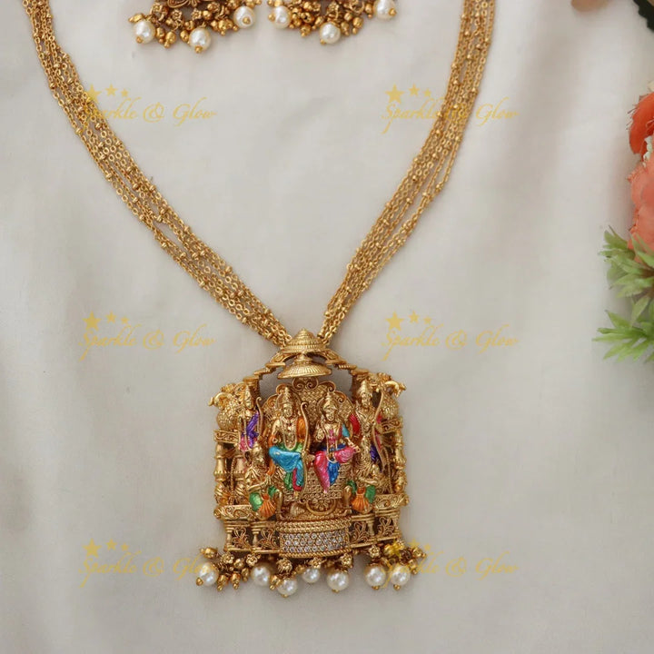 Exquisite Lord Ram Sita Temple Jewellery Pendant Set
