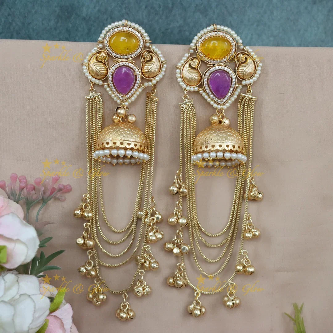 Exquisite Mango Design Layered Jhumka Earrings