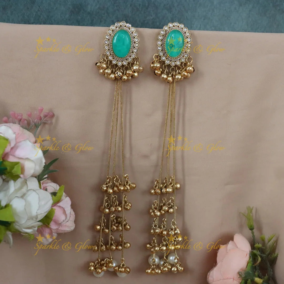 Festive Gold-Plated Earrings - Oval Bead Charm
