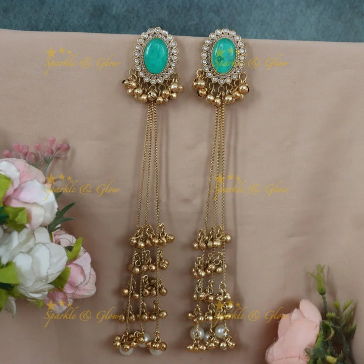 Festive Gold-Plated Earrings - Oval Bead Charm