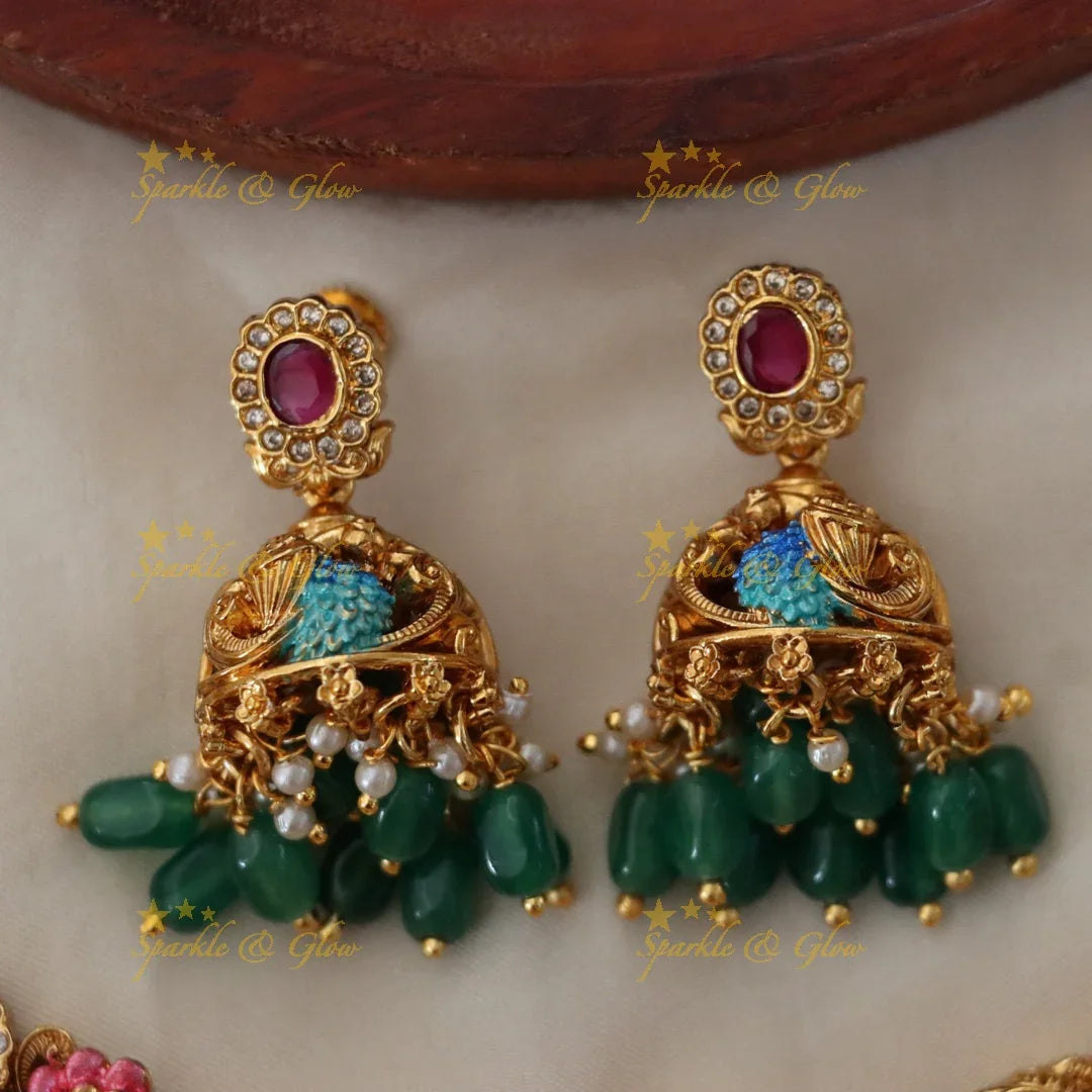 Elegant Temple Short Necklace Set for Festive Occasions