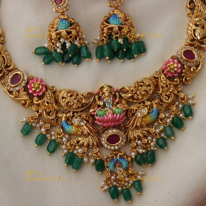 Elegant Temple Short Necklace Set for Festive Occasions