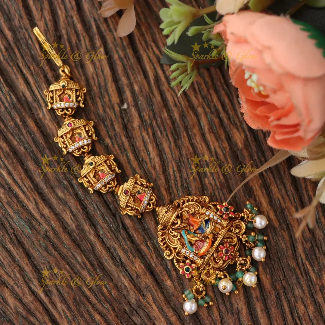 Gold Maang Tikka with Idol Design for Weddings
