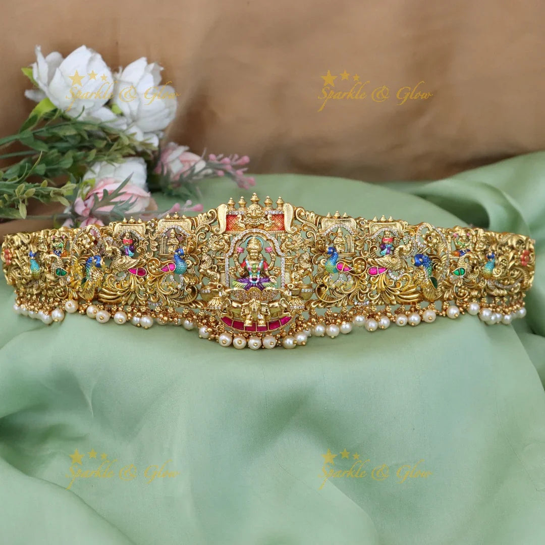 Exquisite Lakshmi Temple Hip Belt for Weddings