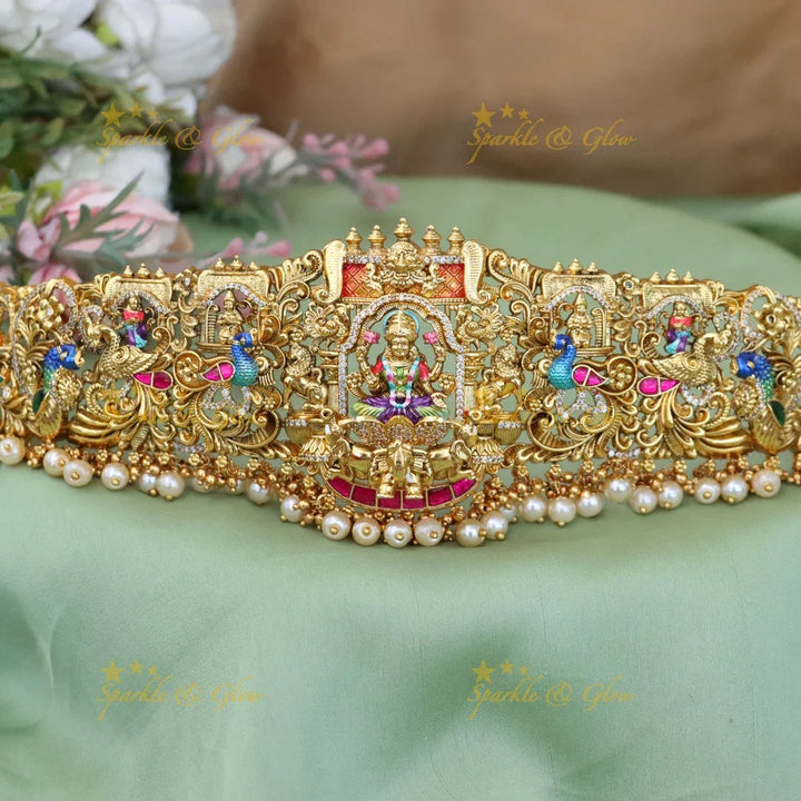 Exquisite Lakshmi Temple Hip Belt for Weddings