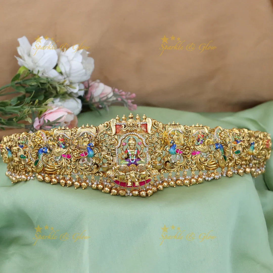 Exquisite Lakshmi Temple Hip Belt for Weddings