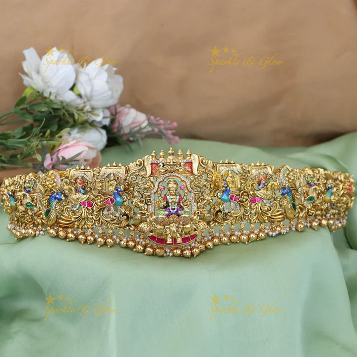 Exquisite Lakshmi Temple Hip Belt for Weddings