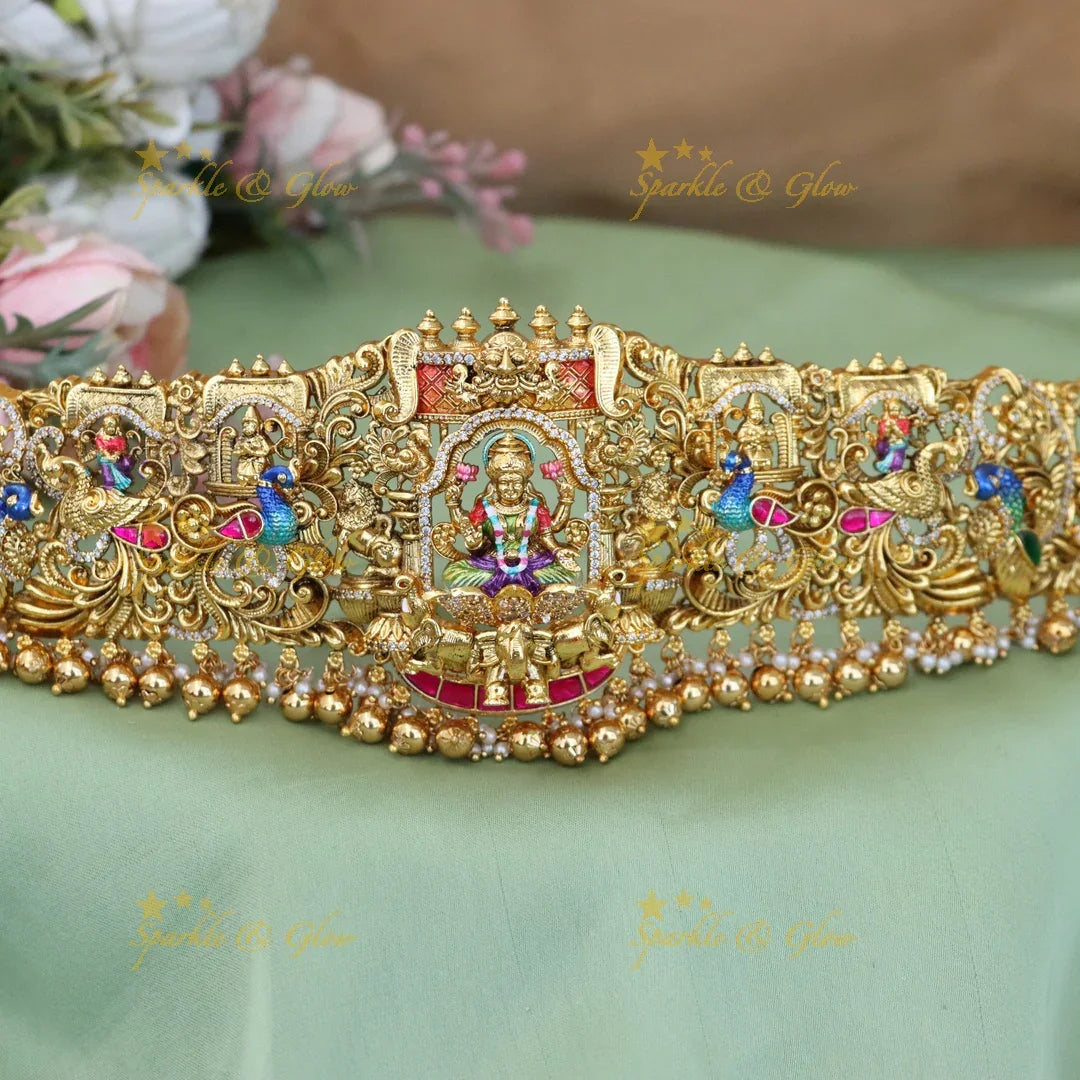 Exquisite Lakshmi Temple Hip Belt for Weddings