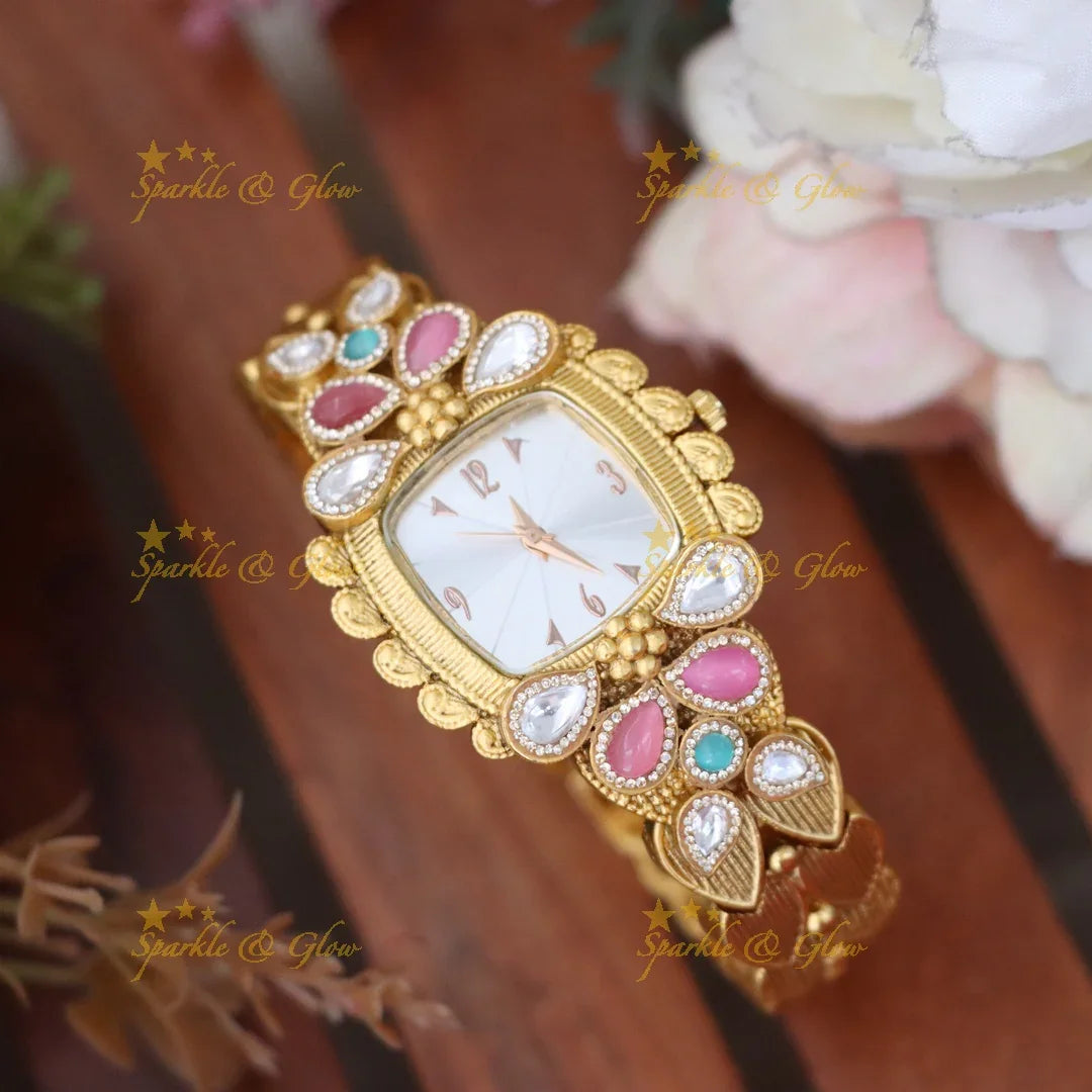Luxurious Gold Imitation Mango Watch - Festive Elegance