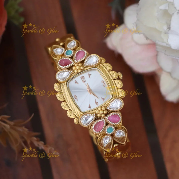 Luxurious Gold Imitation Mango Watch - Festive Elegance