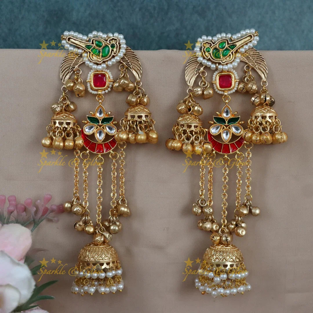 Exquisite Peacock Half Moon Jhumka Earrings for Weddings
