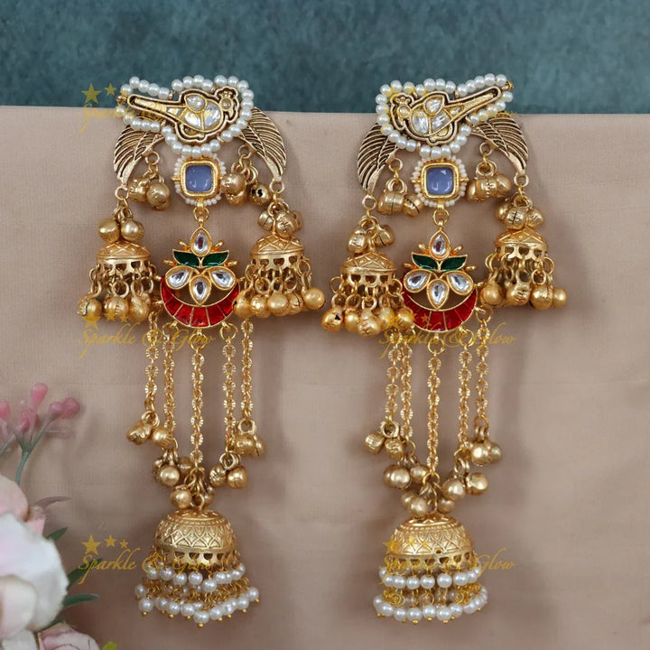 Exquisite Peacock Half Moon Jhumka Earrings for Weddings