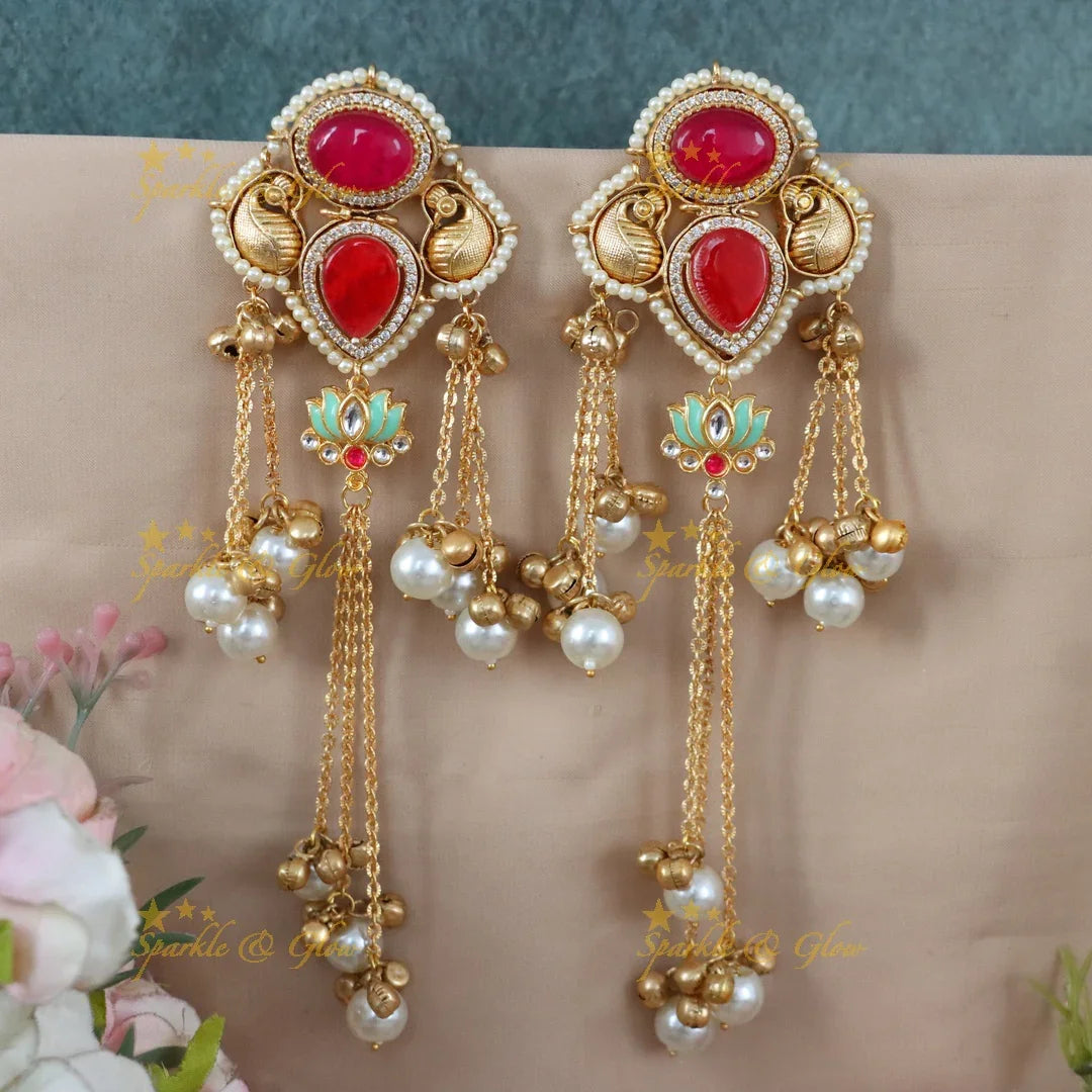 Exquisite Mango Lotus Pearl Drop Earrings - Elegance Redefined