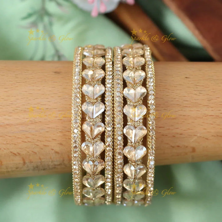 Elegant Heart Stone Bangles for Weddings & Celebrations