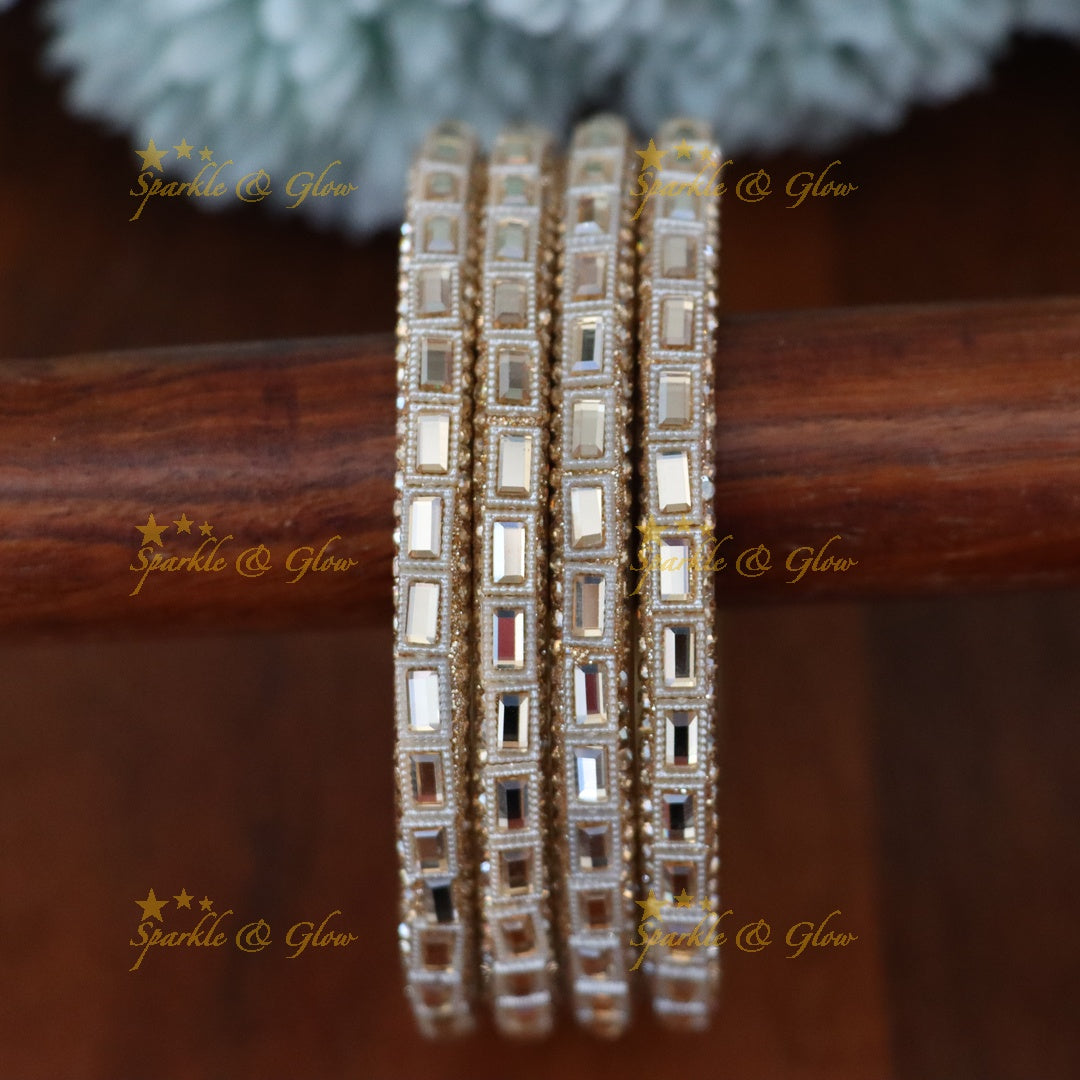 Golden Glass Bangles for Elegant Festive Glamour