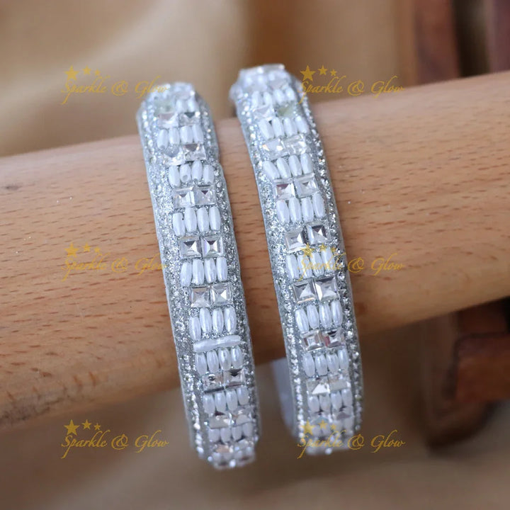 Buy Stunning Silver Pearl Bangles for Weddings & Festivities