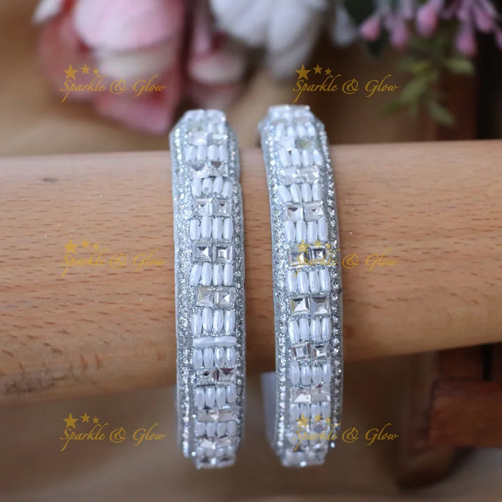 Buy Stunning Silver Pearl Bangles for Weddings & Festivities