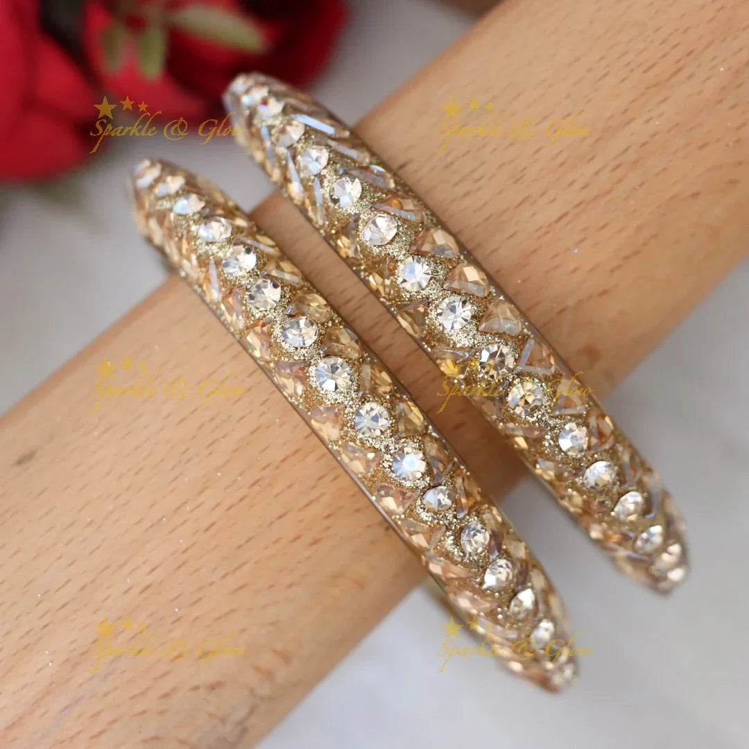 Gold Plated Crystal Bangles - Sparkle & Glow Collection