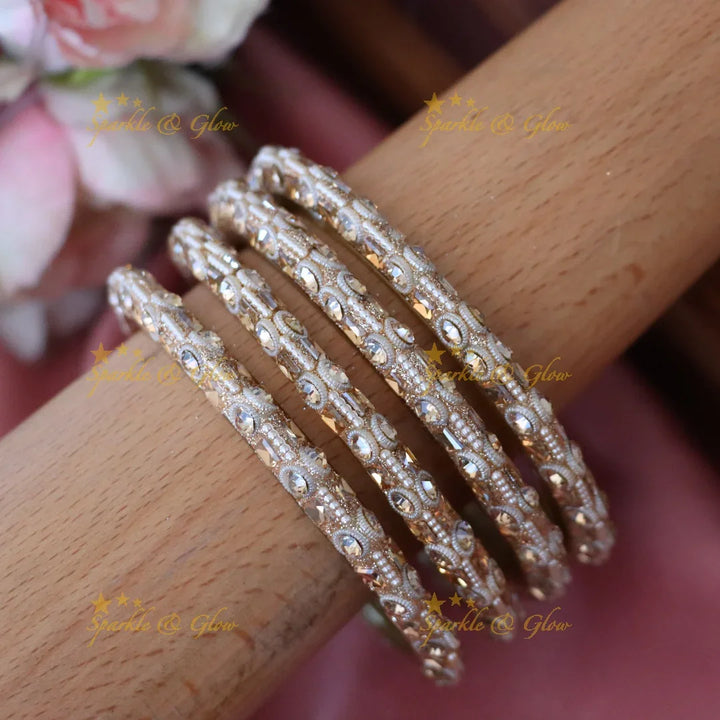 Exquisite Pearl Bangle Set for Festivals & Weddings